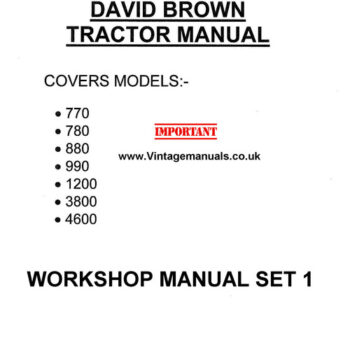 David Brown Vintage Tractor 770 780 880 990 3800 4600