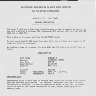 MAJORMEC FUEL PUMP P5480 BERLIET APPLICATION